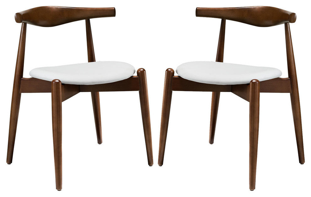 Modern Contemporary Kitchen Wood Dining Side Chairs Set of 2 Walnut White
