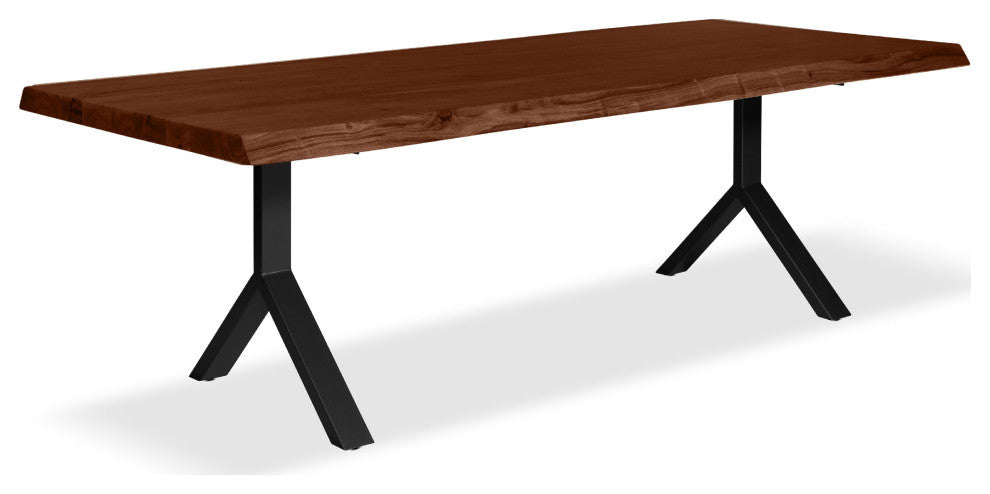 Brooks Dining Table, Y Base, 40"x92", Americano Top, Black Base