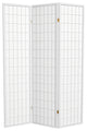6' Tall Window Pane Shoji Screen, White, 3 Panels