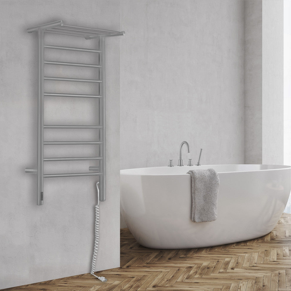 Ancona Piazzo OBT 8-Bar Towel Warmer, On-Board Timer, Brushed Stainless Steel