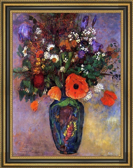 Odilon Redon Bouquet of Flowers in a Vase Framed Premium Canvas Print, 21"x28"