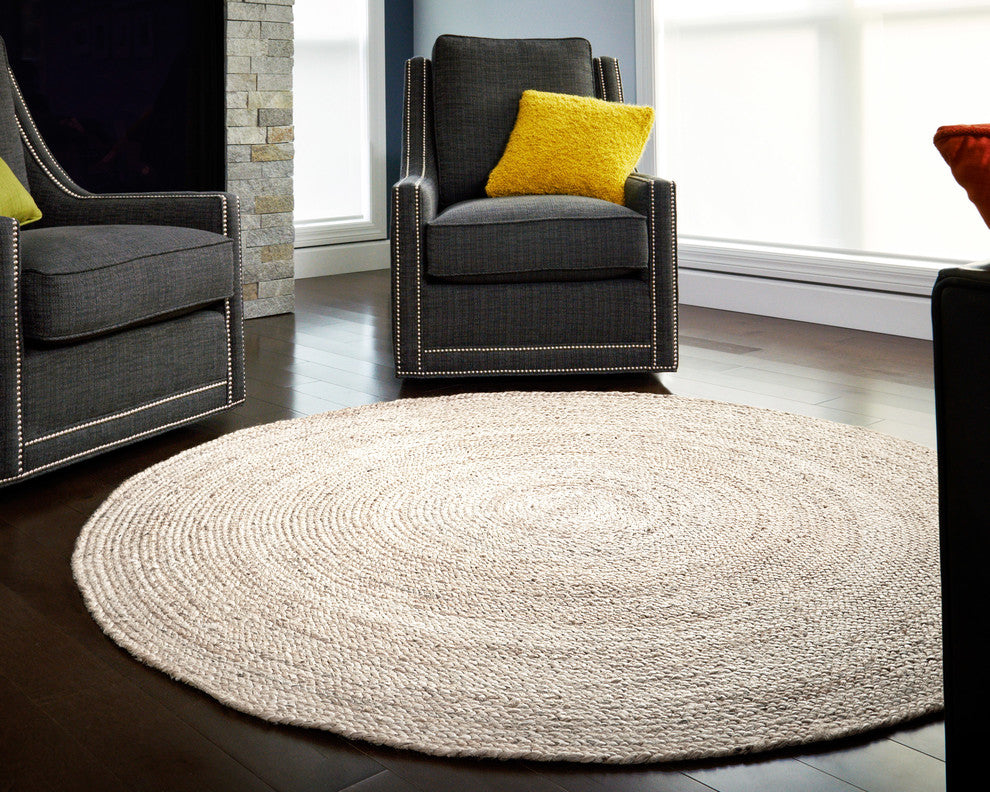 Kerala Jute Area Rug, Ivory, 6' Round