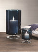 "Algarve" 13.5" Tall Hurricane on Footed Base, Midnight Blue