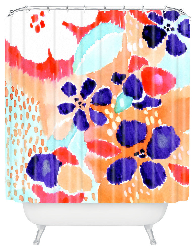 Deny Designs Cayenablanca Ikat Flowers Shower Curtain