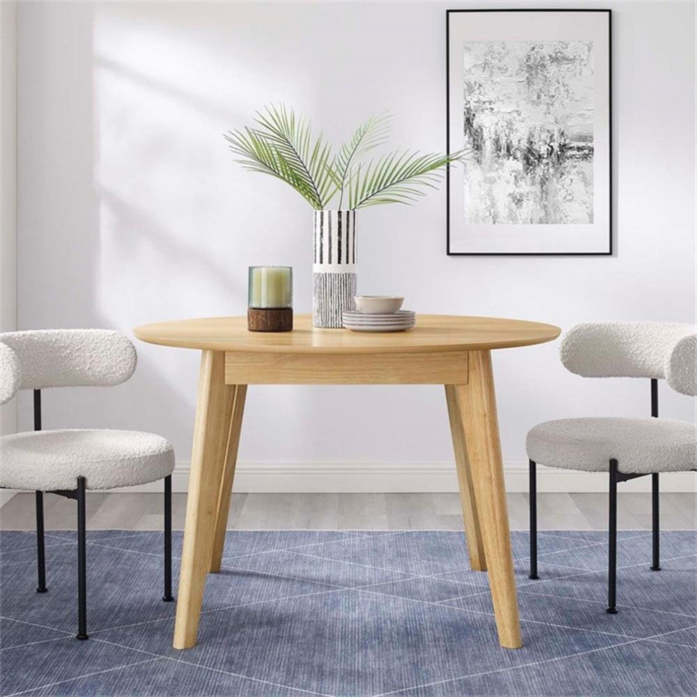 Modway Vision 45" Round Wood Dining Table with Tapered Legs in Oak