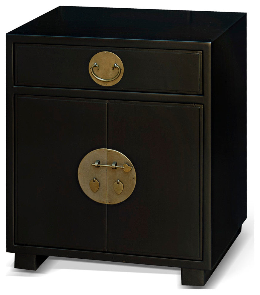 Matte Black Petite Elmwood Chinese Ming Cabinet