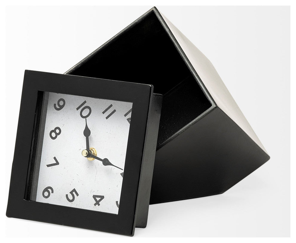 Ralph II Black Metal Cube Table Clock