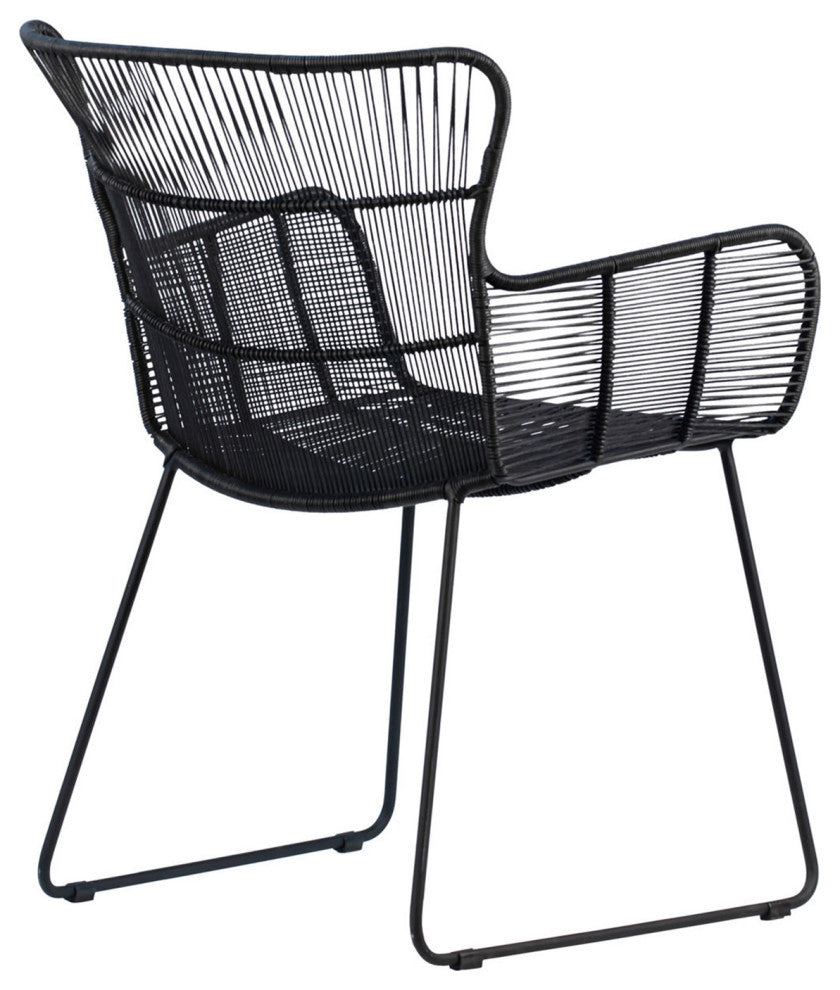 Outdoor Black Rope Dining Arm Chair