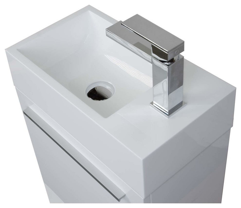 Bath Vanity, Glossy White, 18"