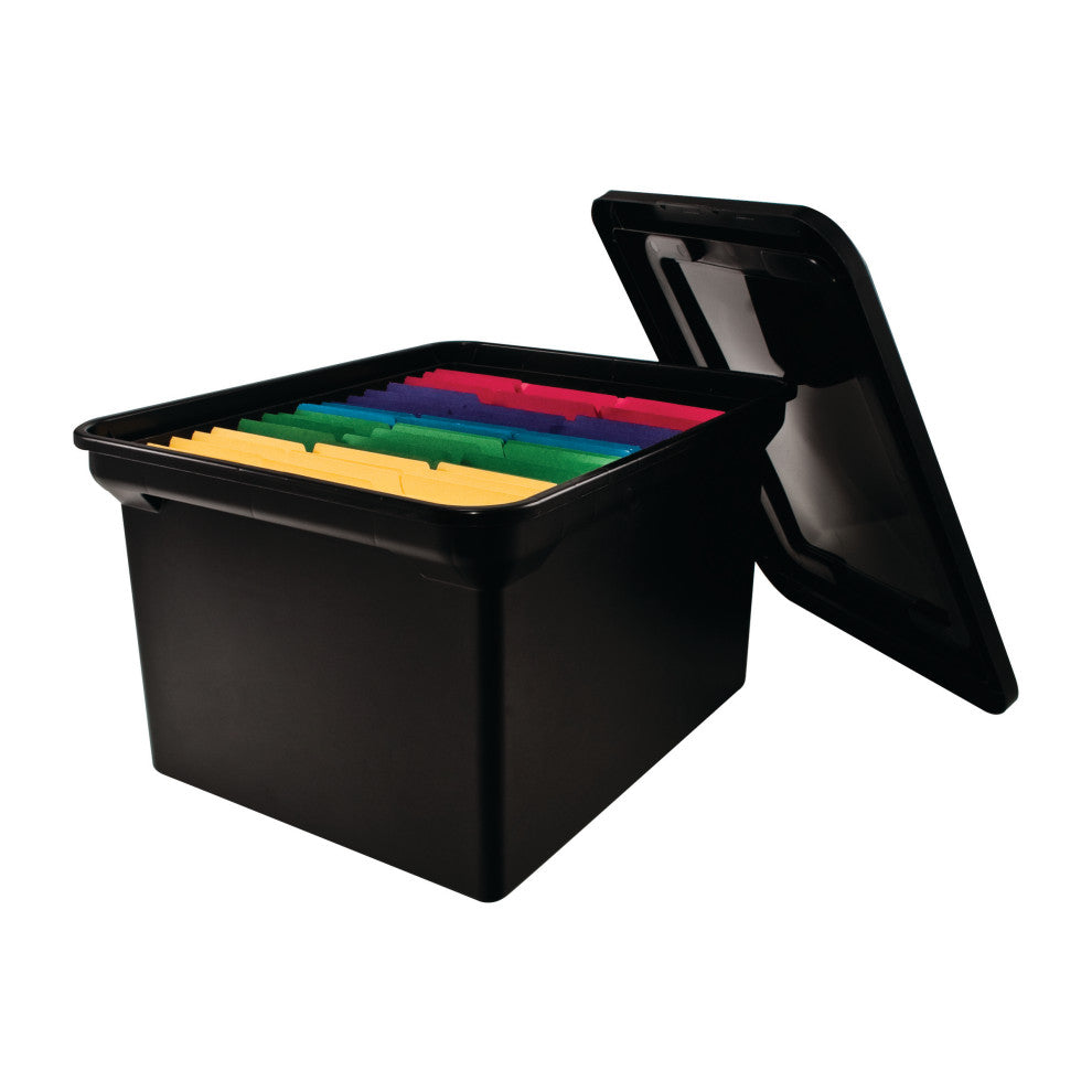 File Tote With Lid, Black