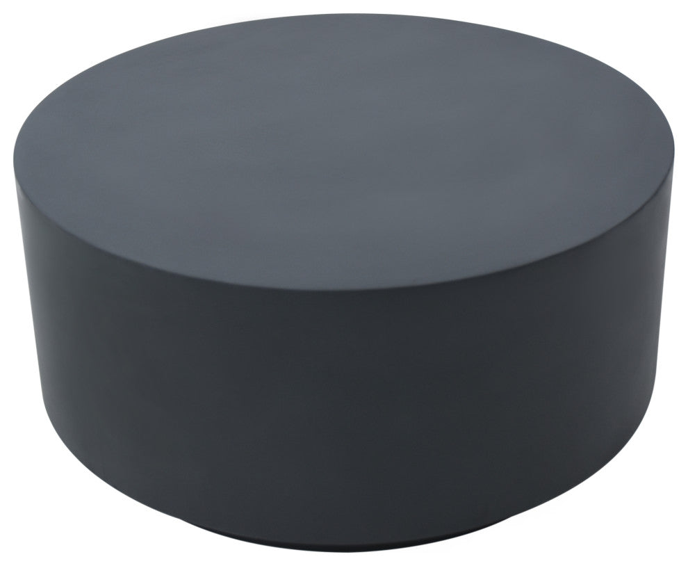 Rome 34" Round Concrete Coffee Table, Slate Black
