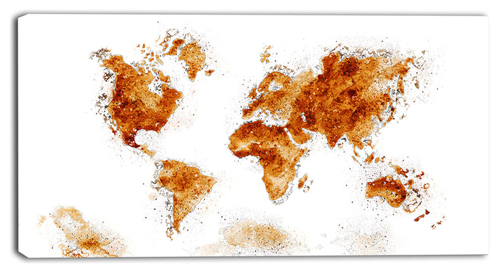 "Map" Canvas Painting Honey Brown