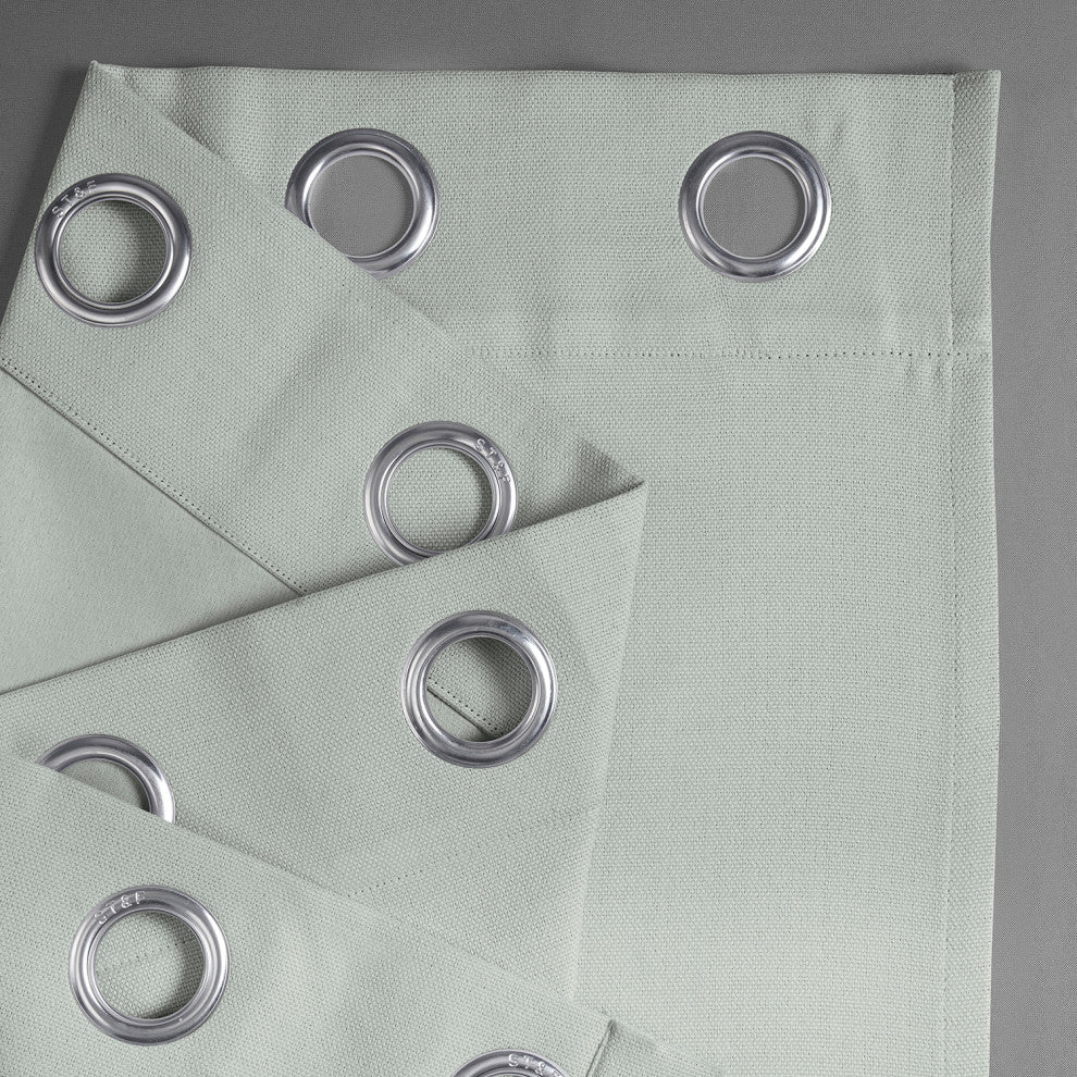 Faux Linen Grommet Room Darkening Curtain Single Panel, Oyster, 50"x96"