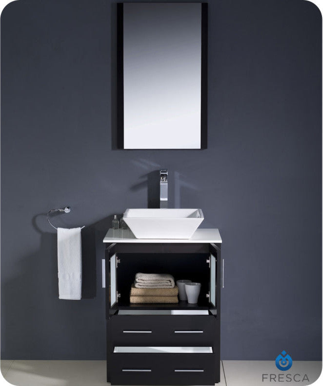 Torino 24" Espresso Modern Bathroom Vanity With Vessel Sink, FFT9152CH
