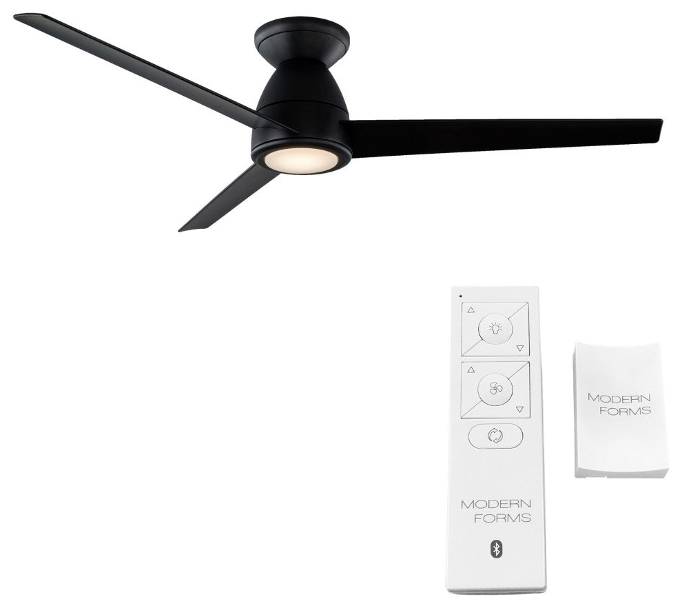 Tip Top 3-Blade Smart Flush Mount Ceiling Fan 52" Matte Black, 3000K LED Kit