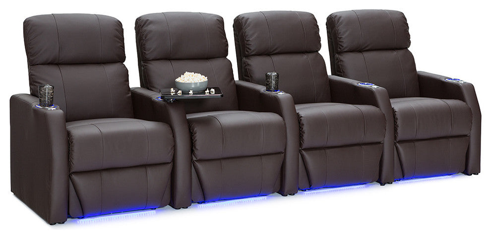 Seatcraft Sienna Home Theater Seating, Brown, Row of 4