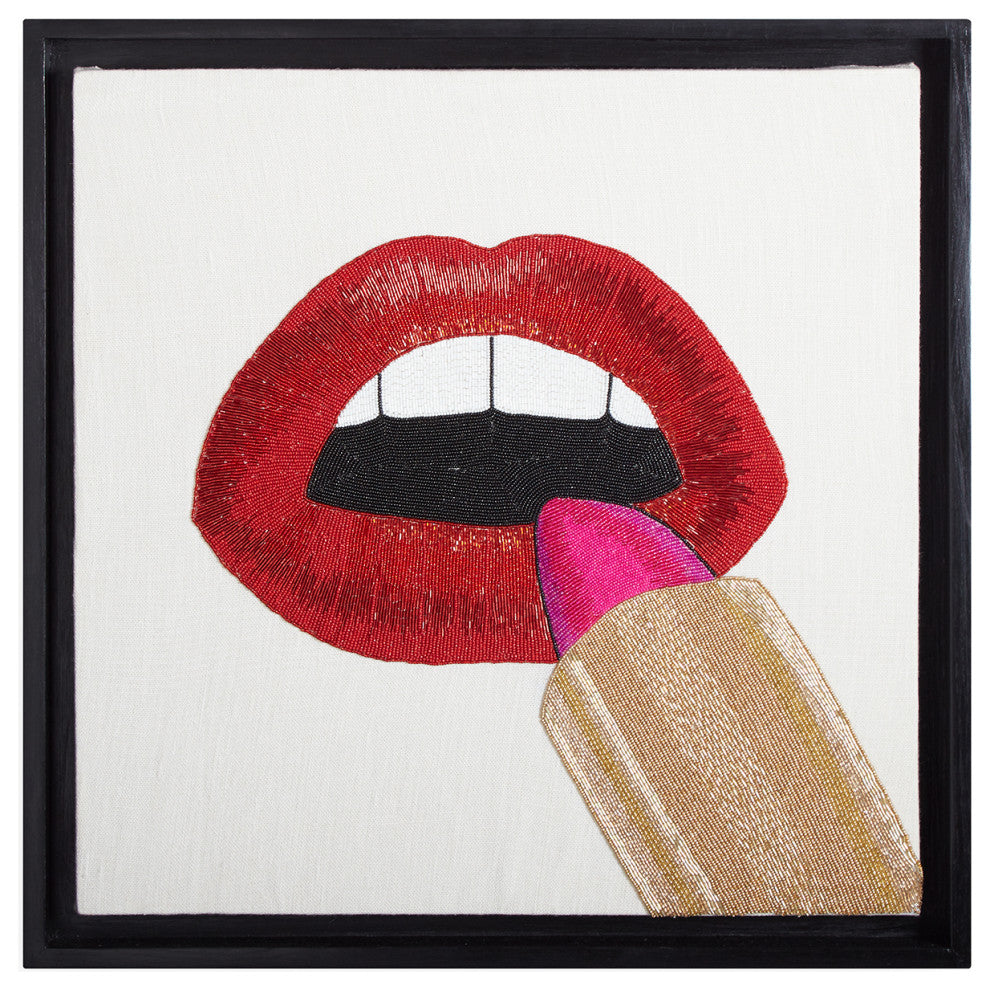 Lipstick Beaded Wall Art