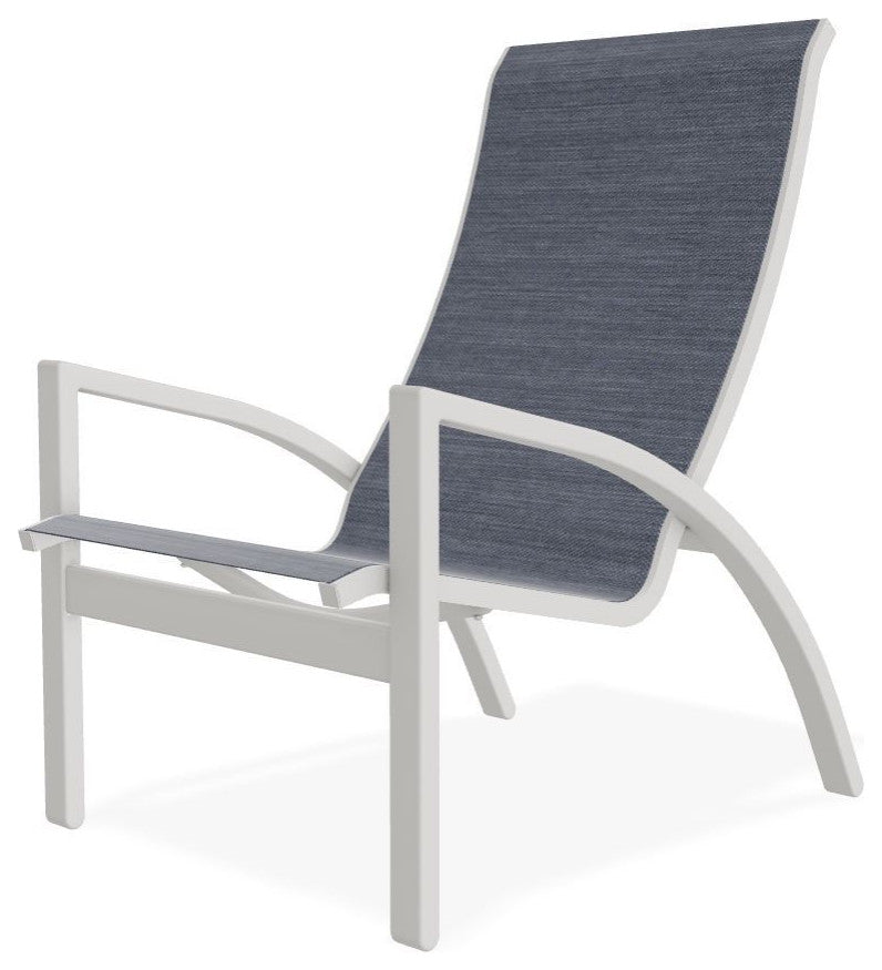 Kendall Sling Stackable Outdoor Lounge Chair, Augustine Denim/Snow