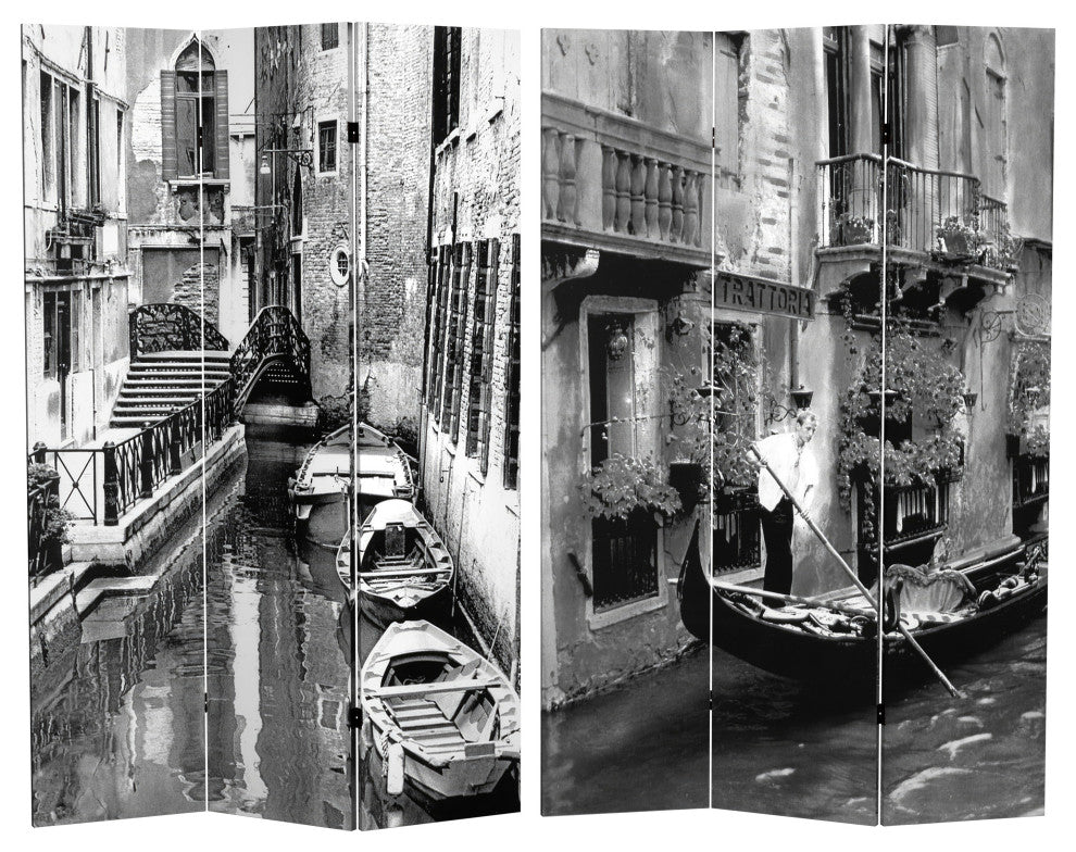6' Tall Double Sided Scenes of Venice Canvas Room Divider