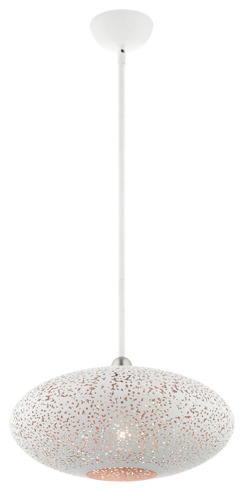 Livex Lighting Charlton 1 Light White With Brushed Nickel Accents Medium Pendant