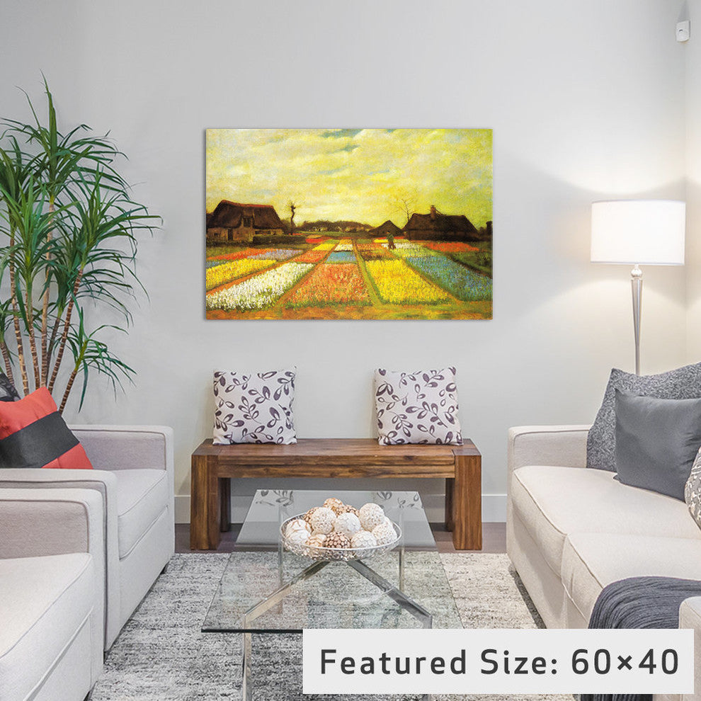 "Tulpenfelder, Tulip Fields" Wrapped Canvas  Print, 40x26x1.5