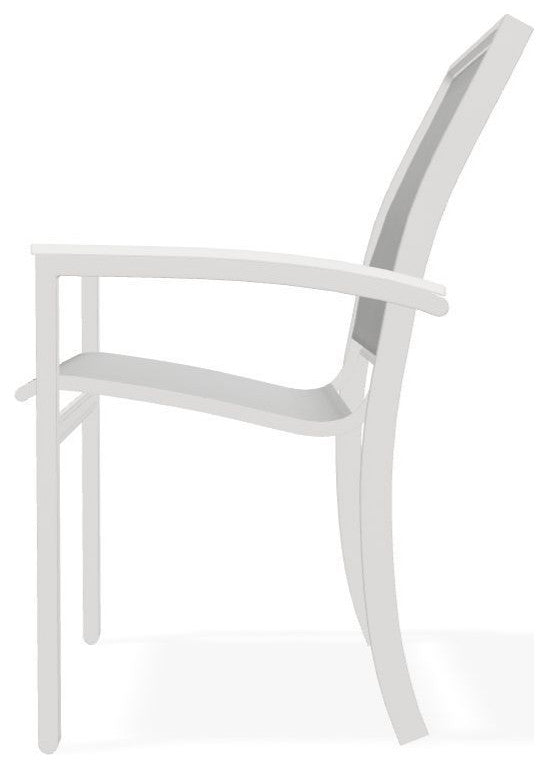 Bazza Sling Stackable Outdoor Dining Chair, Alloy/Snow