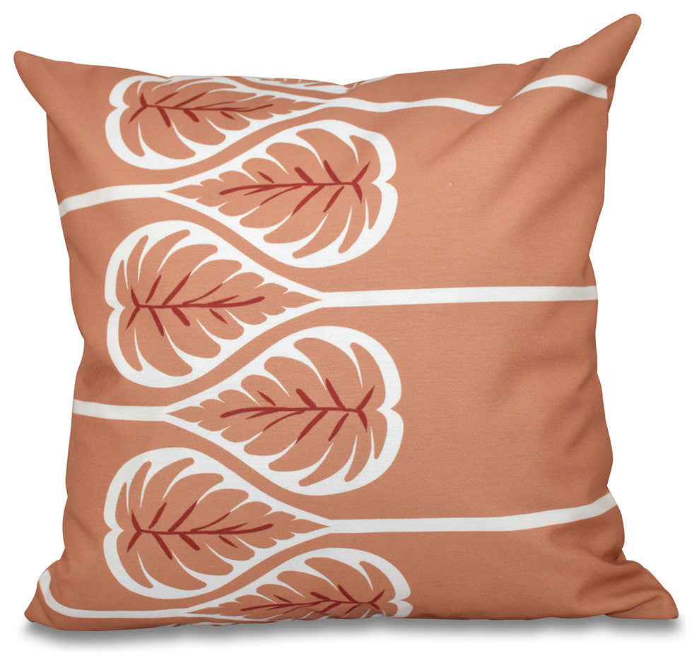 Fern 1, Floral Outdoor Pillow, Coral, 20"x20"