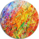 Orange And Yellow Stain, Watercolor Abstract Round Wall Art, 38"