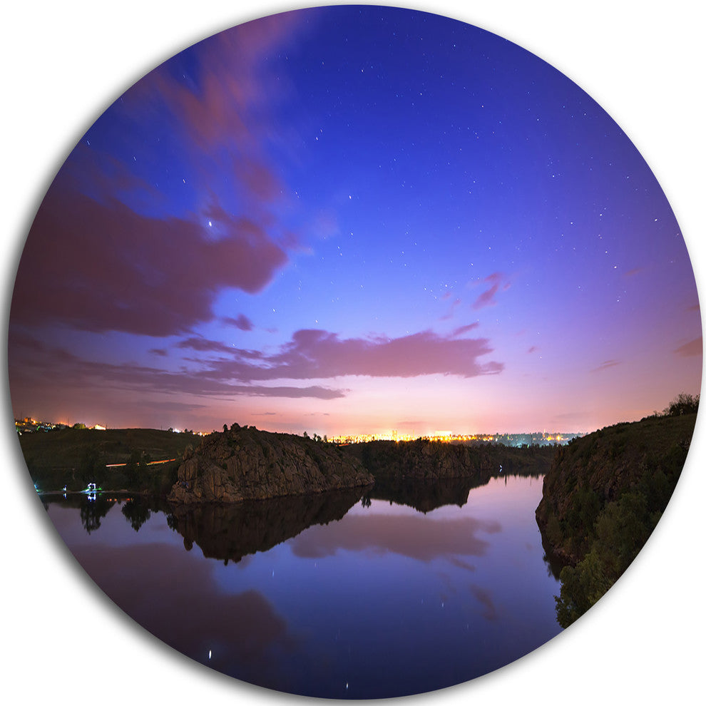 Stars And Clouds Reflection, Landscape Photo Disc Metal Artwork, 11"