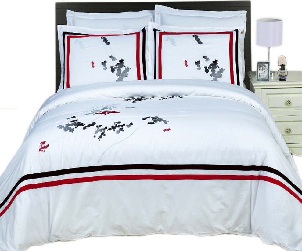 Florence Embroidered Cotton Duvet Cover Set, King/Cal King
