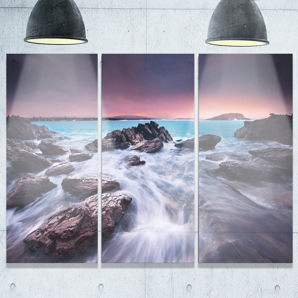 "Fascinating View of Rocky Coast" Metal Wall Art, 3 Panels, 36"x28"
