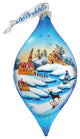 Hand Painted Scenic Glass Ornament Winter Village