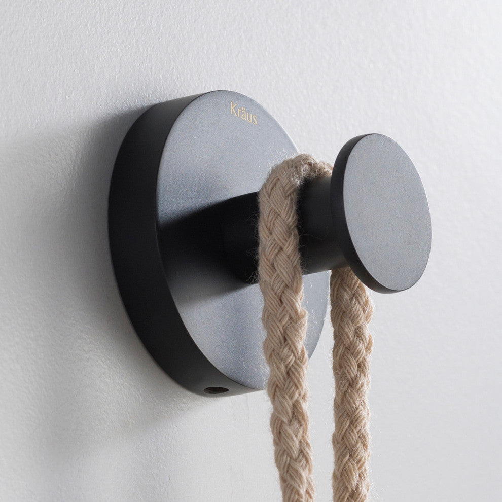 Elie Bathroom Robe and Towel Hook, Matte Black