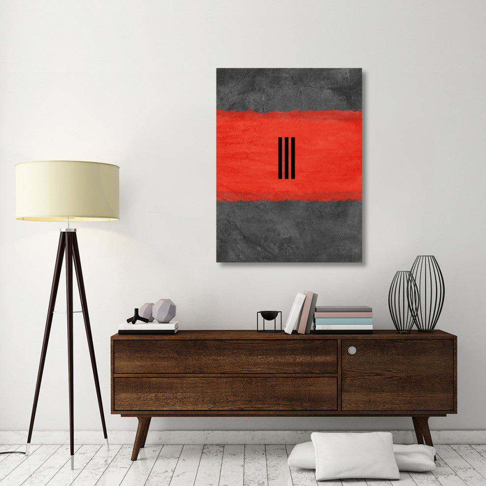 "Grey And Red Abstract 1" Fine Art Print