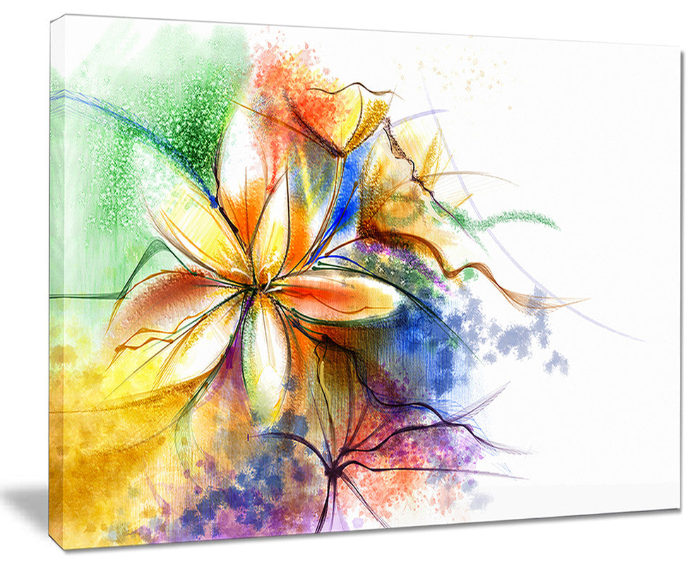 "Abstract Multi-Color Flower Fusion" Flower Wall Art", 20"x12"
