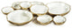 Cluster of Nine Round Serving Bowls With White Enamel Interior, Gold