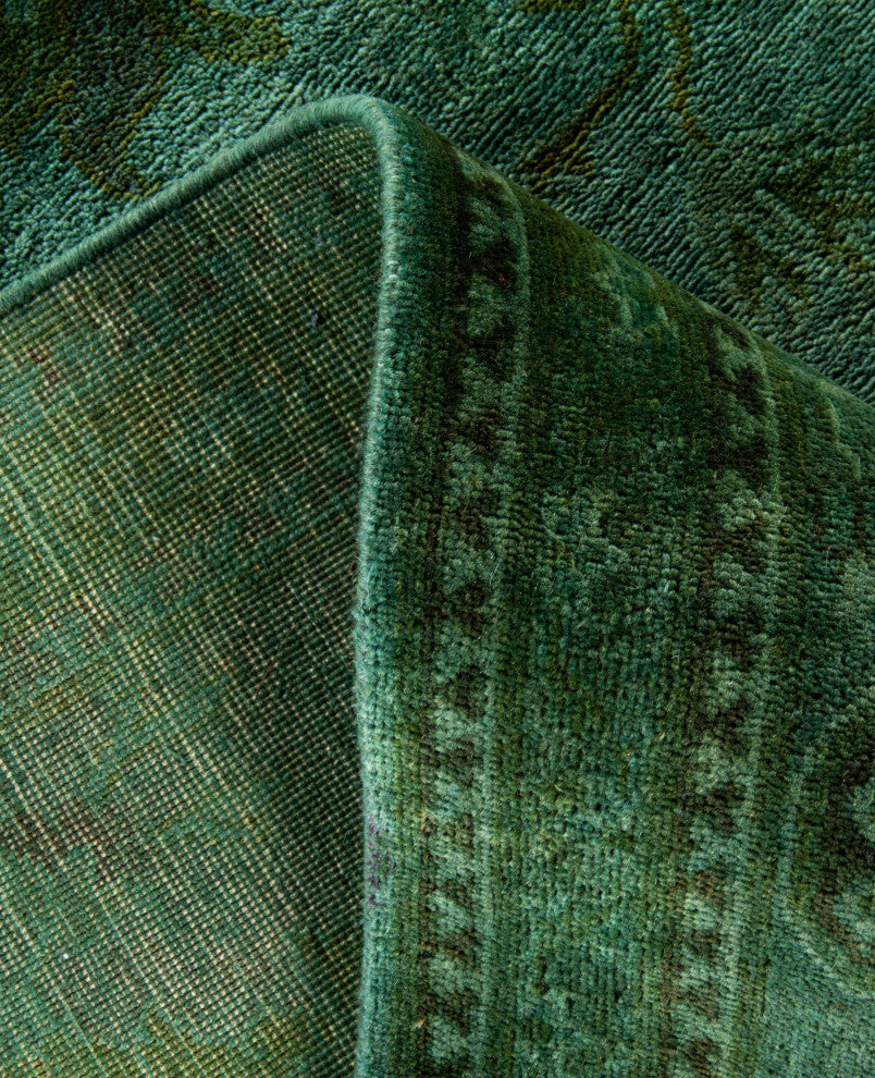 Overdyed One-of-a-Kind Hand-Knotted Area Rug Green, 8' 1" x 10' 4"