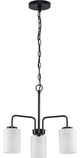 Merry 3-Light Etched Glass Linear Chandelier Light, Matte Black
