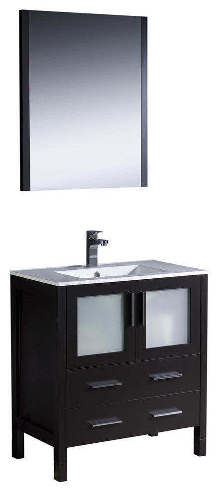 Torino 30" Espresso Modern Bathroom Vanity With Integrated Sink, FFT3111CH