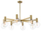 Wright 8-Light Chandelier, Matte Black, Warm Brass