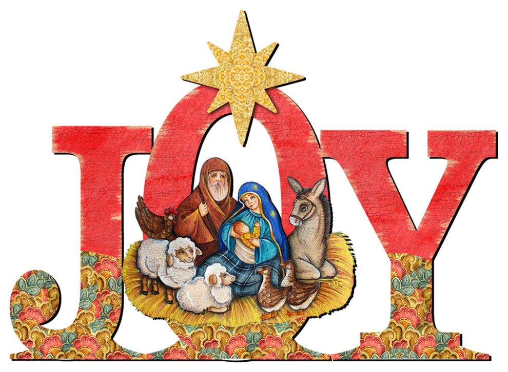 Joy Nativity Wooden Door Hanger
