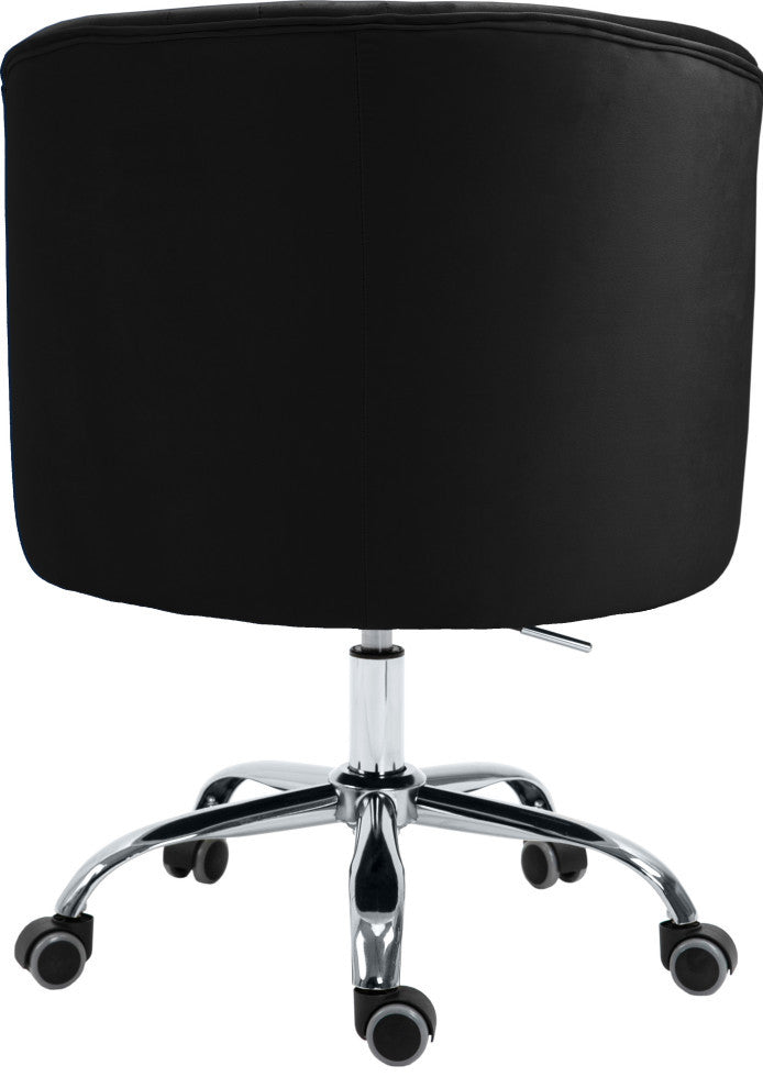 Arden Swivel and Adjustable Velvet Upholstered Office Chair, Black, Chrome Base