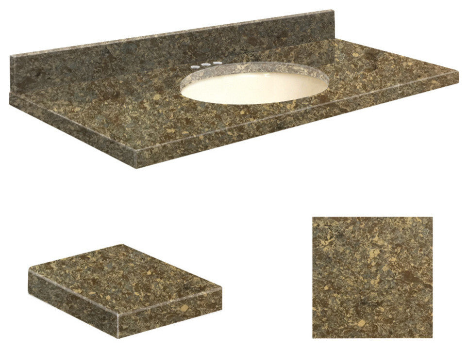 Quartz 49"x22" Vanity Top, Biscuit Bowl, Rapture, 4" Centerset