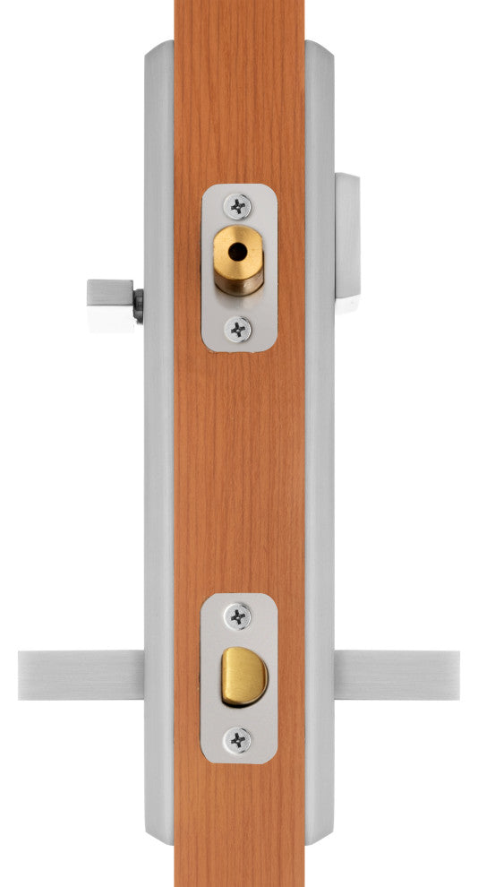 Times Square Entry Door Lock Handleset With Delta lever, Brushed Nickel