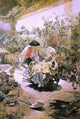 Emilio Sala y Frances Trabajando en el Jardin Premium Canvas Print