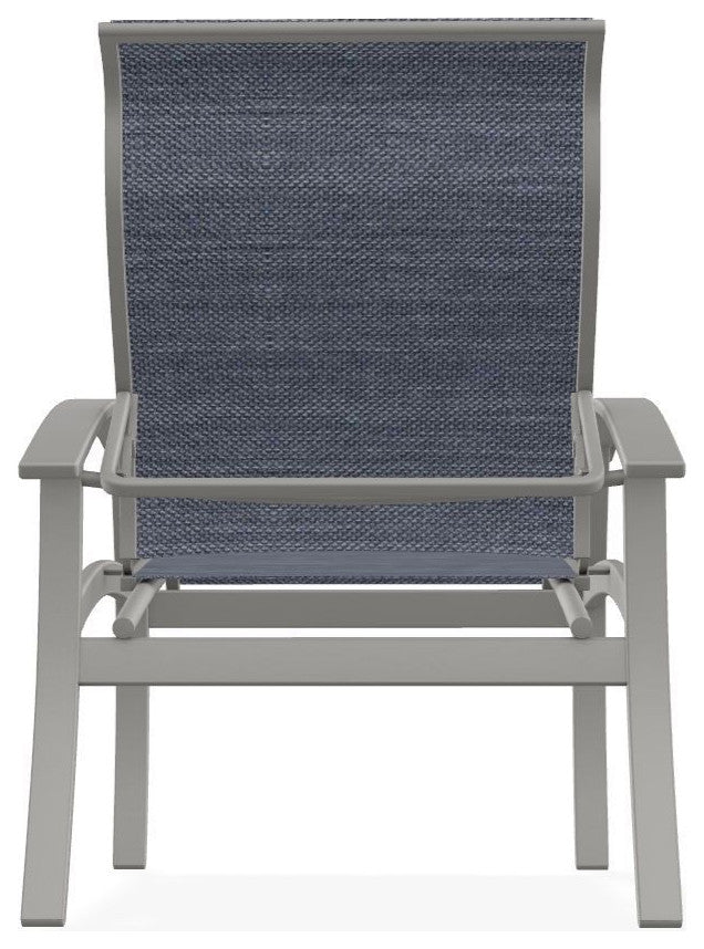 Belle Isle Sling Adjustable Outdoor Dining Chair, Augustine Denim/Snow