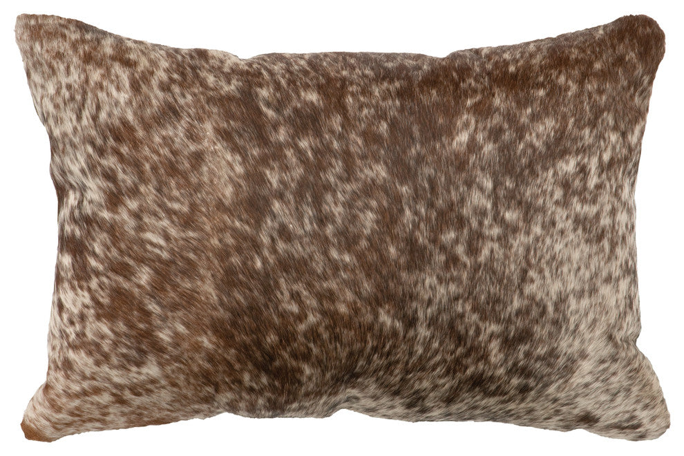 Dark Brown Speckled Leather Hair on Hide Pillow, 12x18