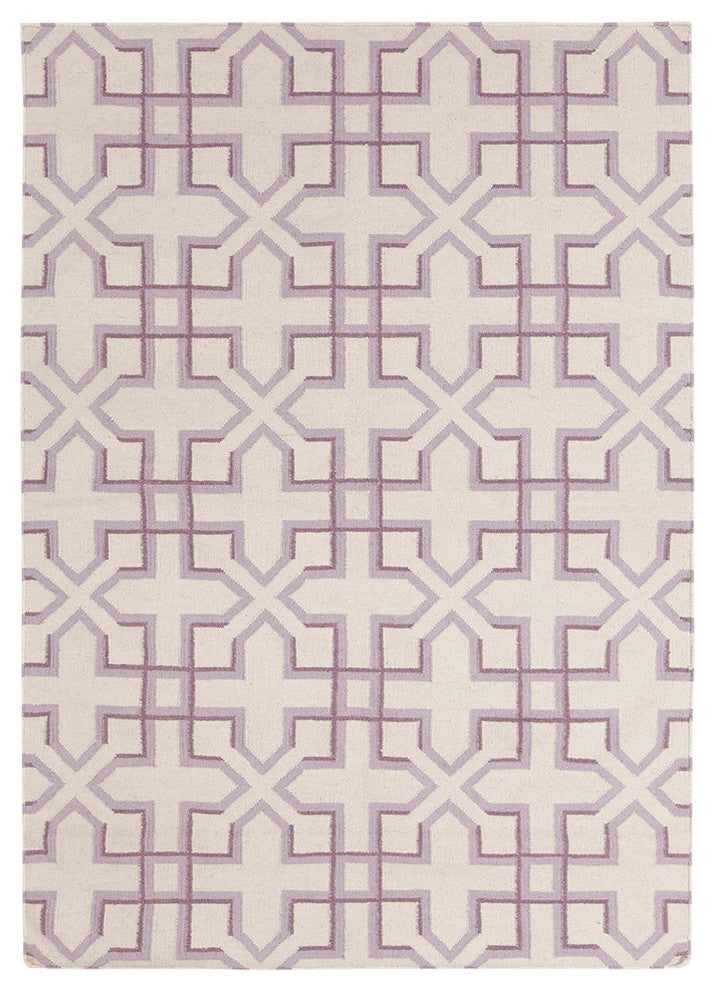 Lima Contemporary Area Rug, White and Lavender, 3'x5'