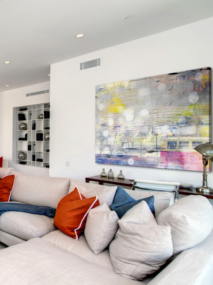 "Sunny Palm Day" Painting Print on Wrapped Canvas, 36"x24"