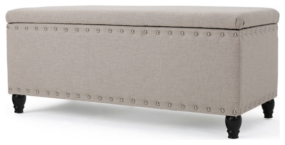 GDF Studio Evvy Fabric Storage Ottoman, Wheat